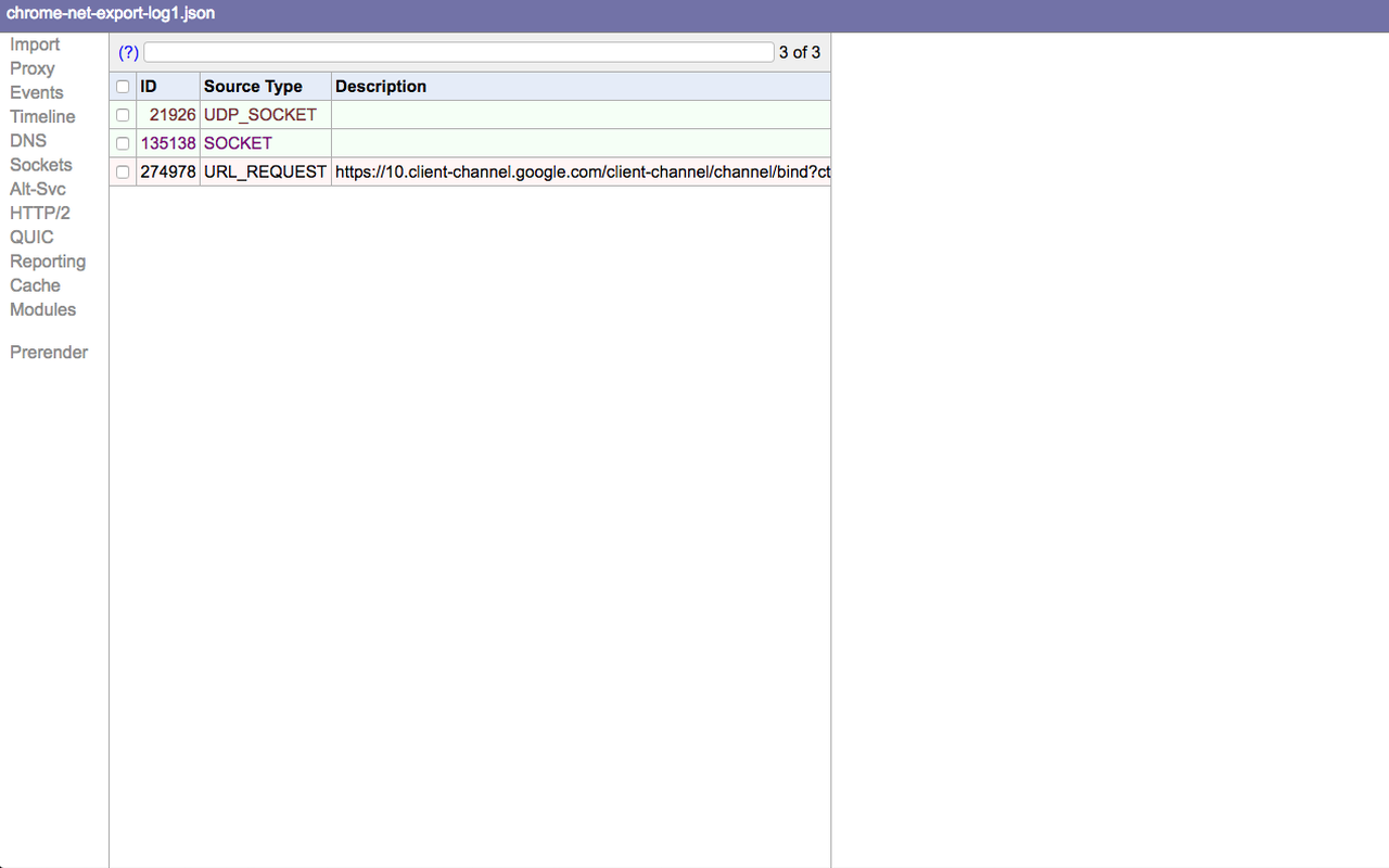 Chromium NetLog dump viewer