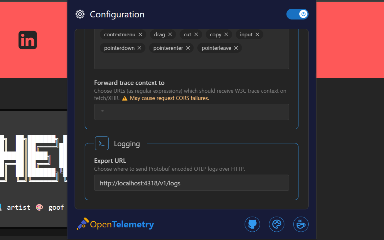 Browser Extension for OpenTelemetry