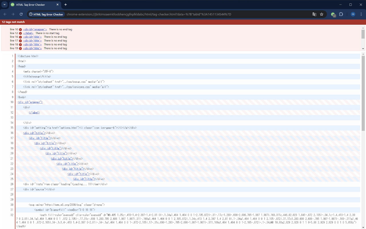 HTML Tag Error Checker