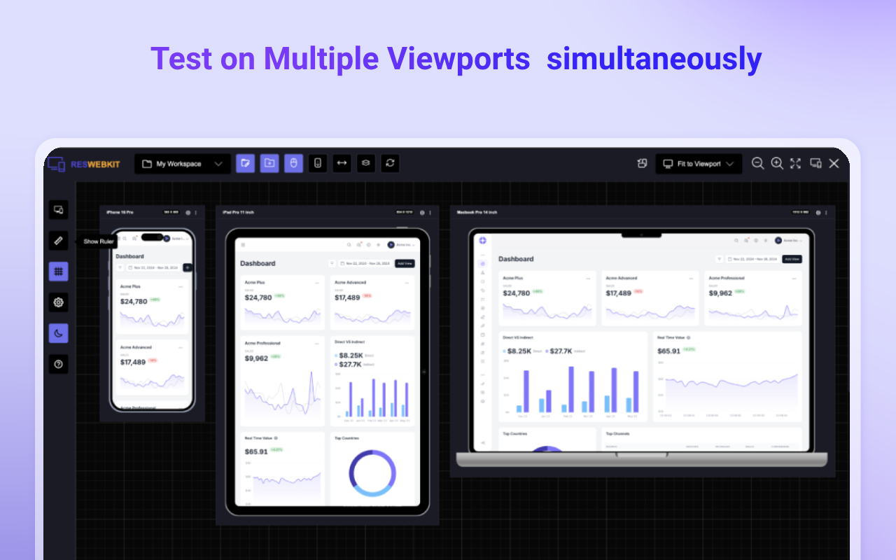 Responsive Website Testing Toolkit - Multiple Viewport Simulator