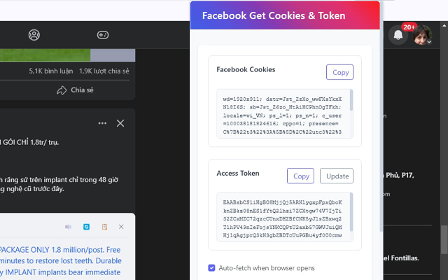 Get Facebook Cookies & Access Token