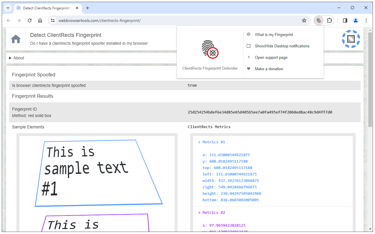 ClientRects Fingerprint Defender