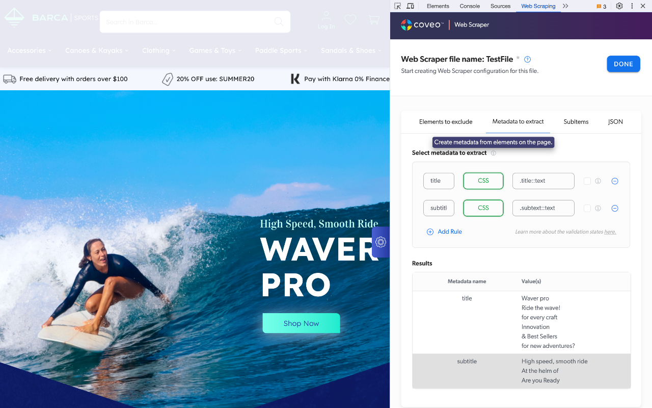 Web Scraper Helper for Coveo Web Sources