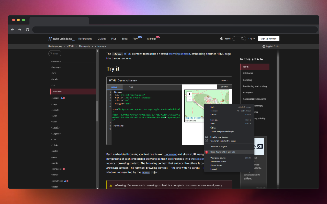 Iframe QuickLink - 在新的浏览器中使用 URL Iframe