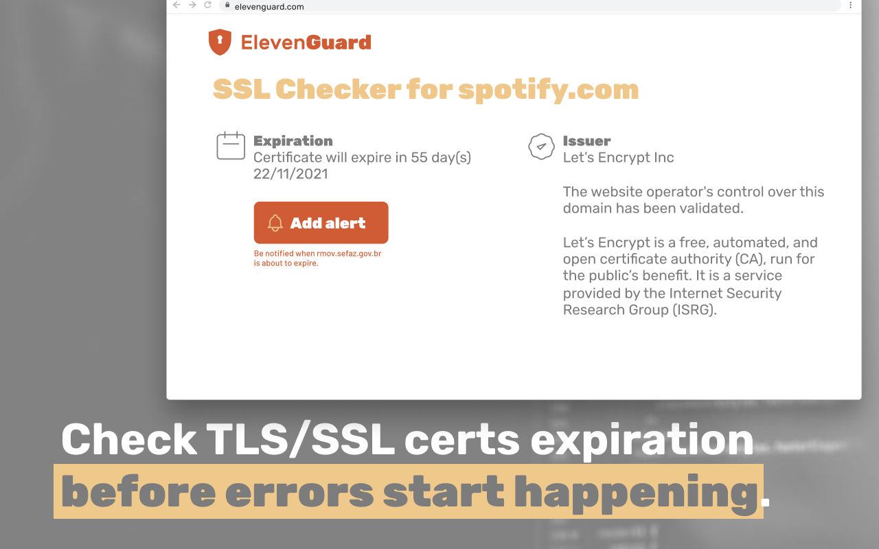 TLS/SSL checker and reminder - ElevenGuard