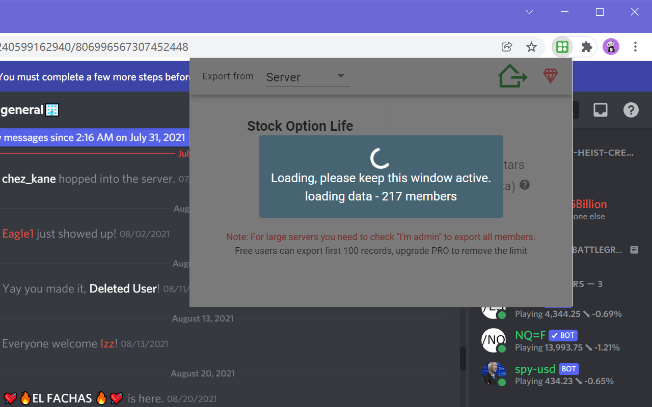 dTools - member list saver for Discord