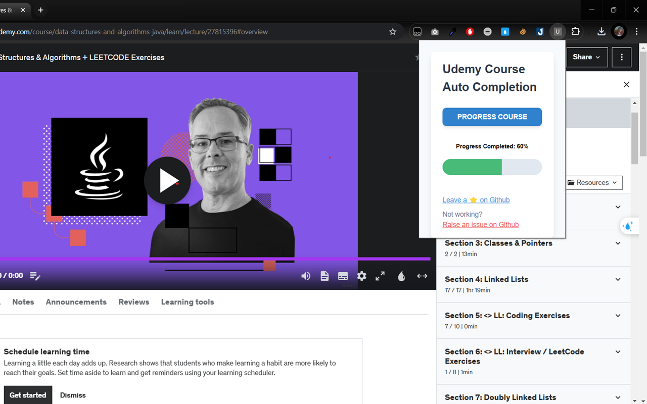 Udemy Course Auto Completion