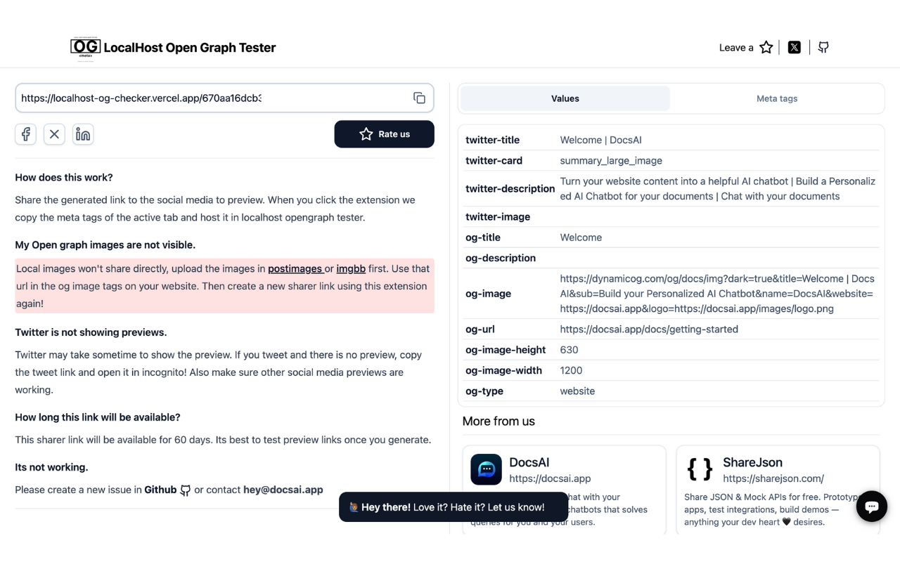 Localhost Open Graph Tester