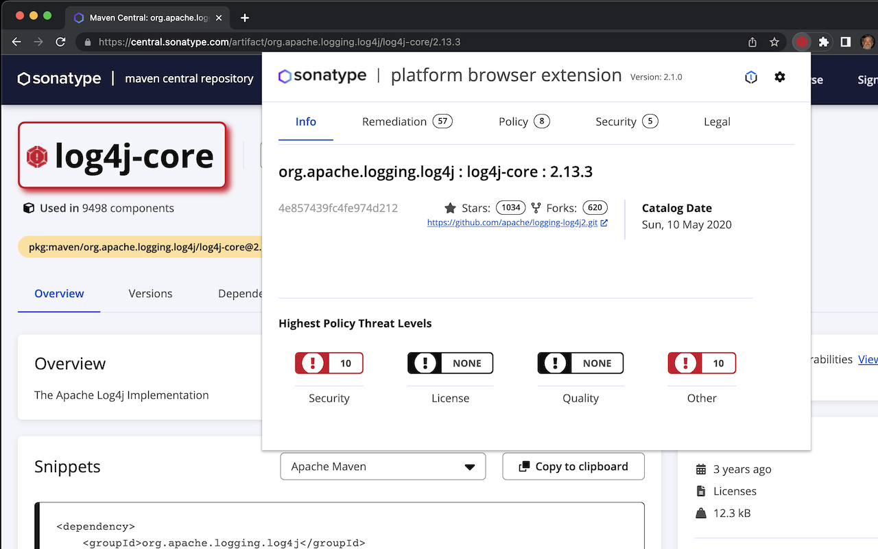 Sonatype Platform浏览器扩展