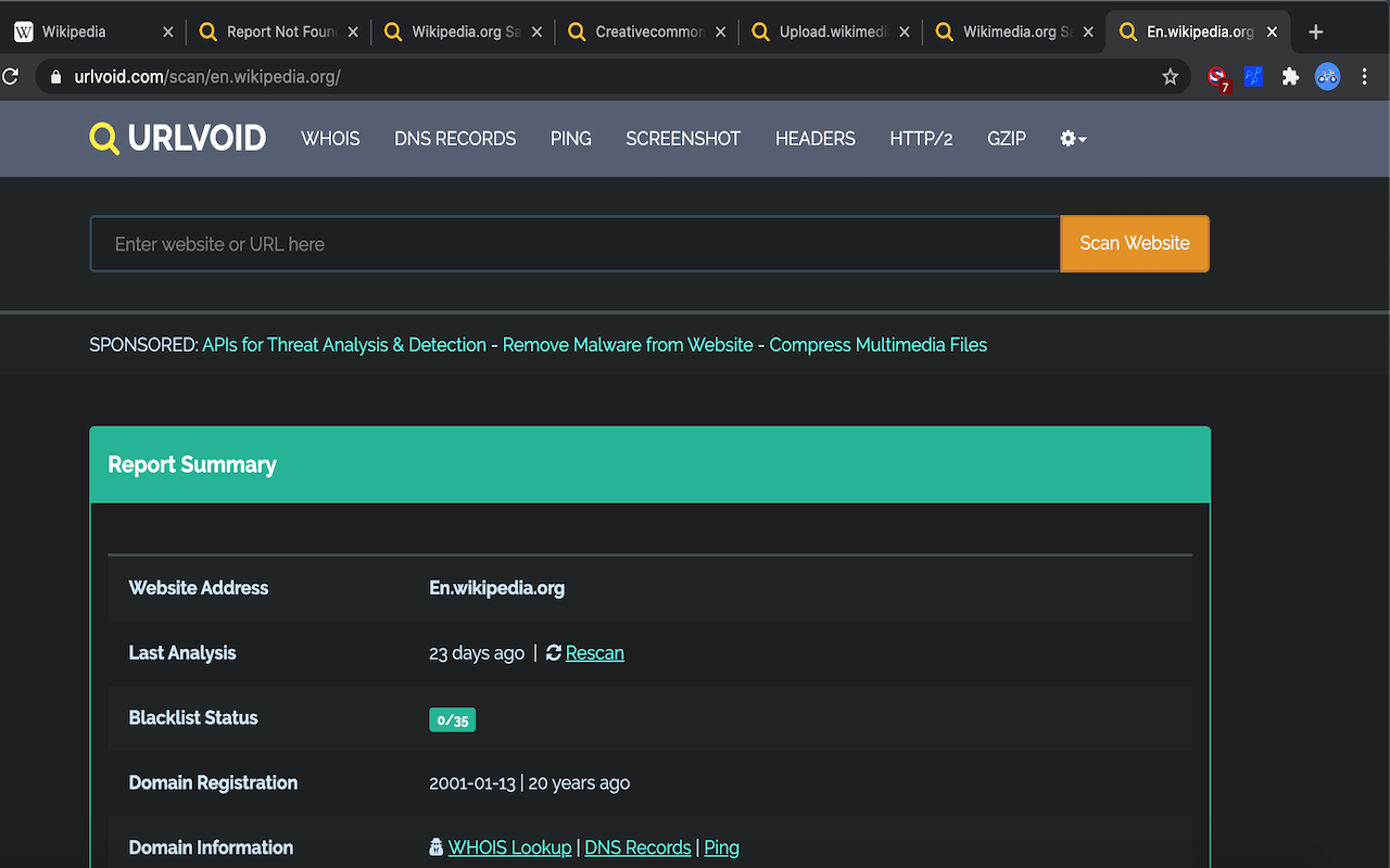 Check All Scripts with URLVoid
