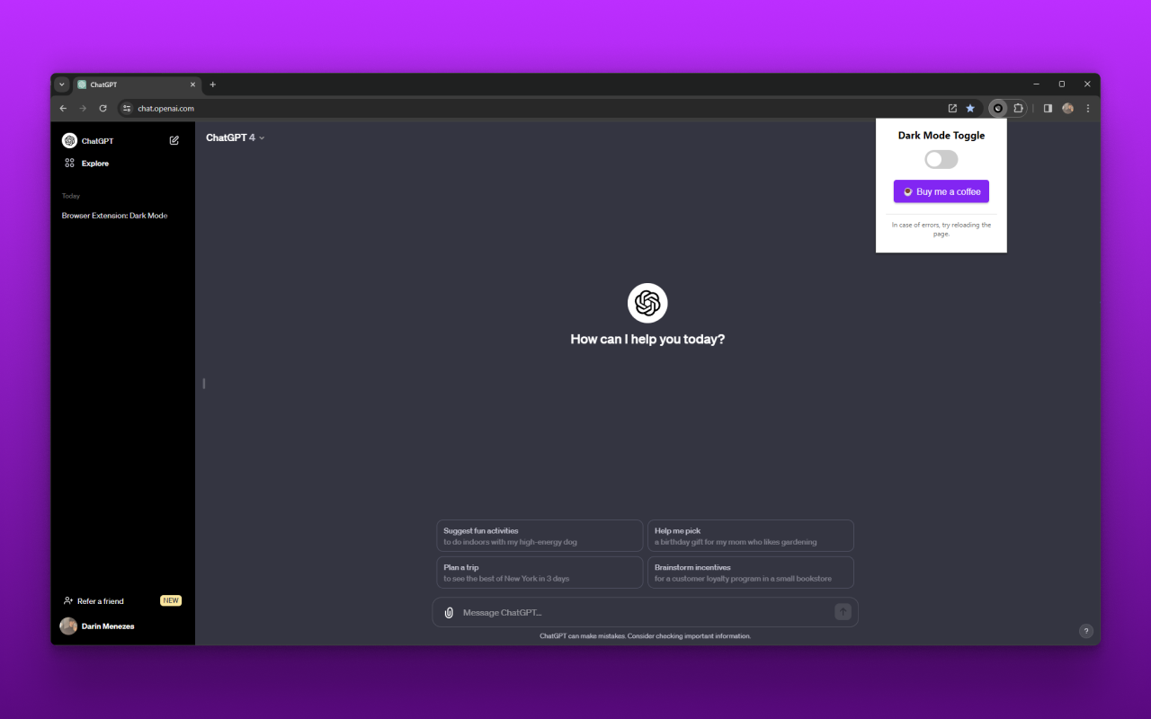 Amoled Dark Mode for ChatGPT