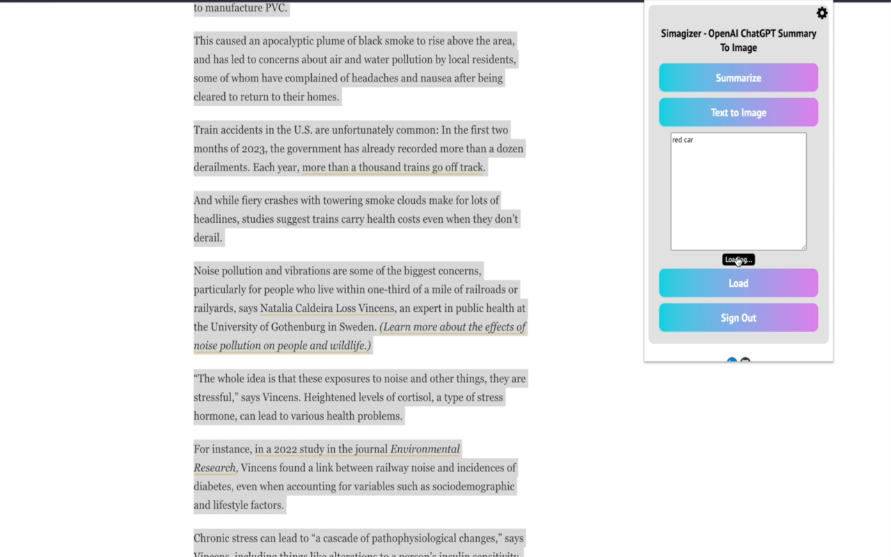 Simagizer - OpenAI ChatGPT Summary To Image