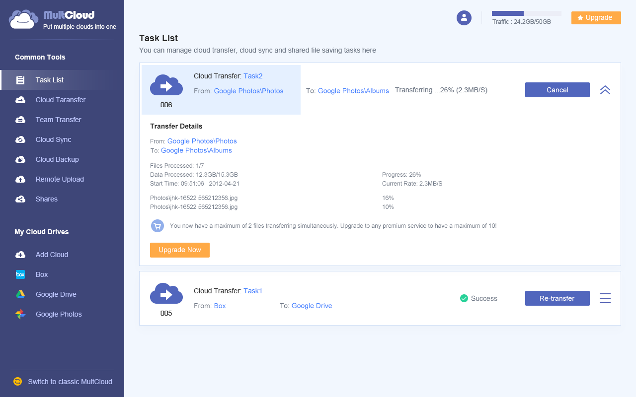 Transfer Google Photos to another Account