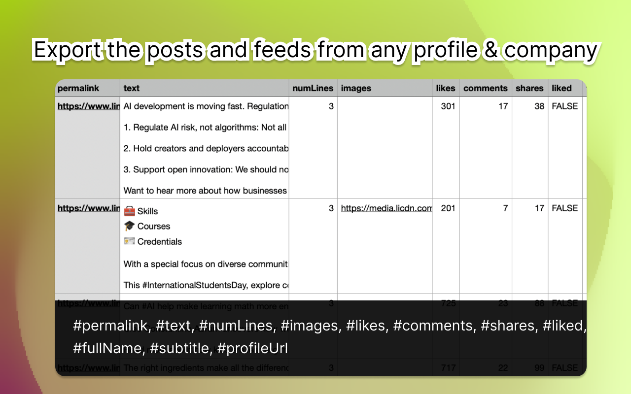 Posts Export for LinkedIn™️