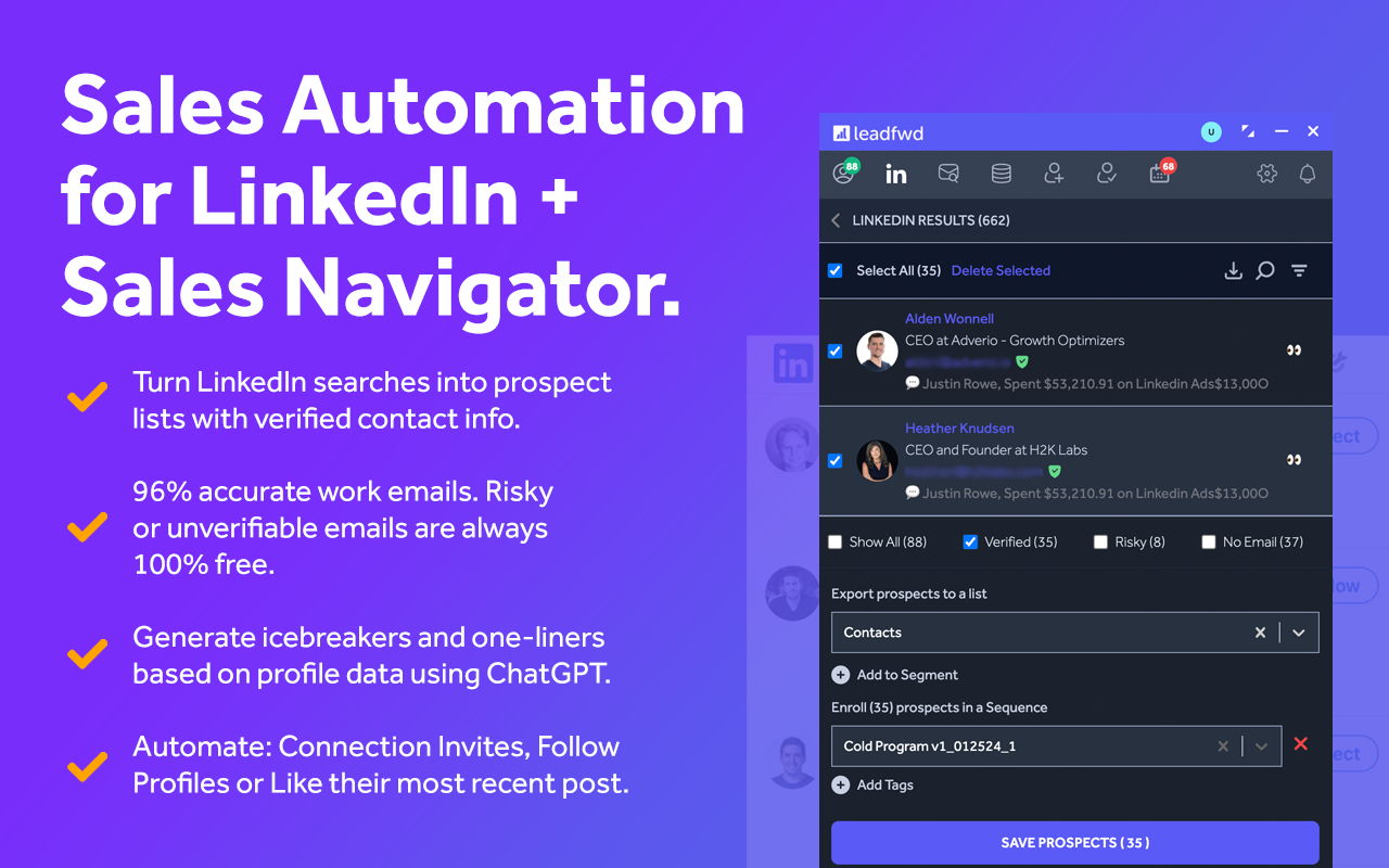 Leadfwd.ai - Sales Acceleration Software For LinkedIn Hunters.