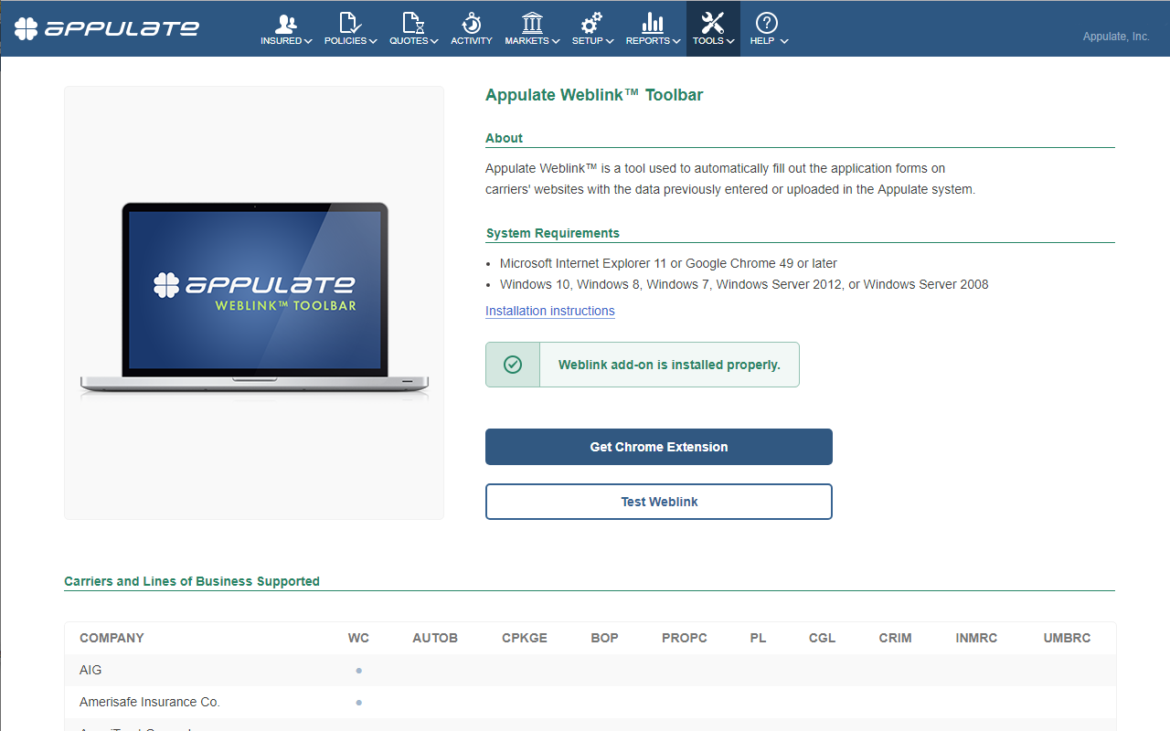Appulate Weblink Toolbar