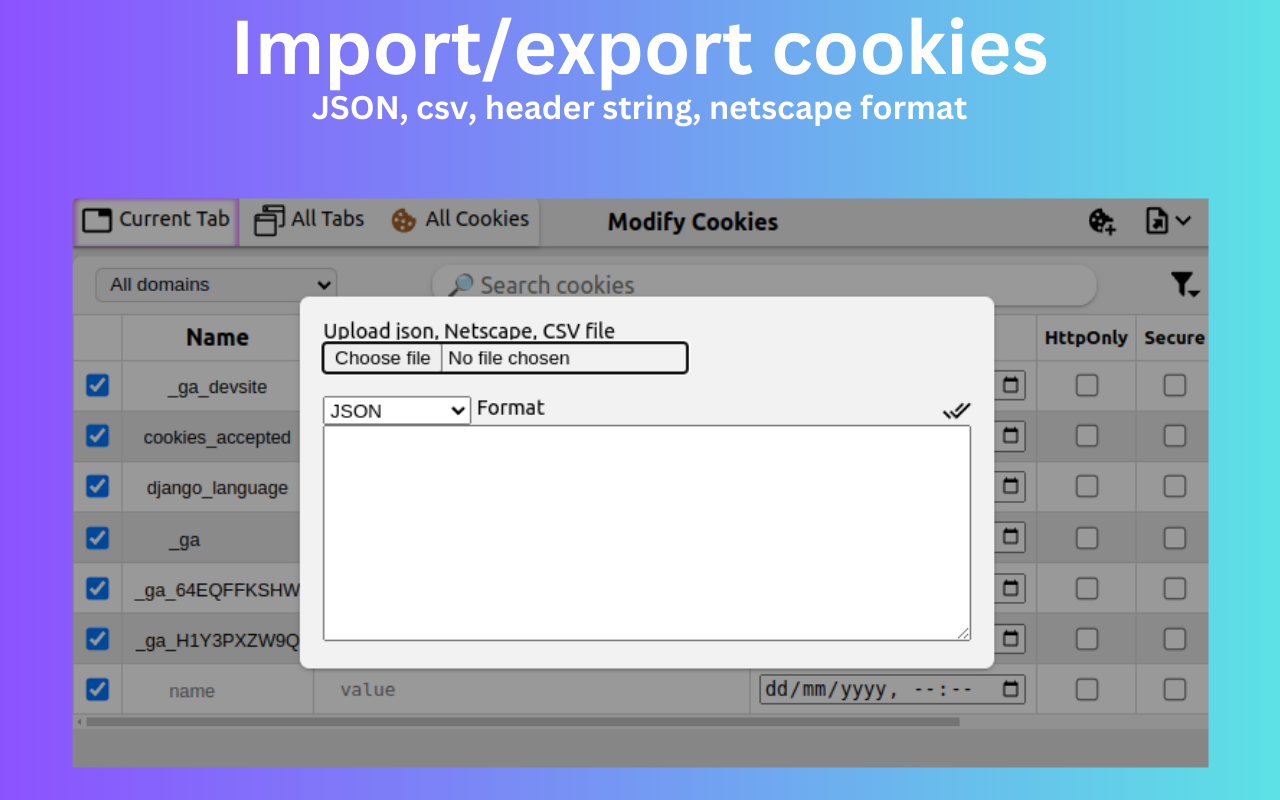 modifyCookie - 高级 cookie 编辑器