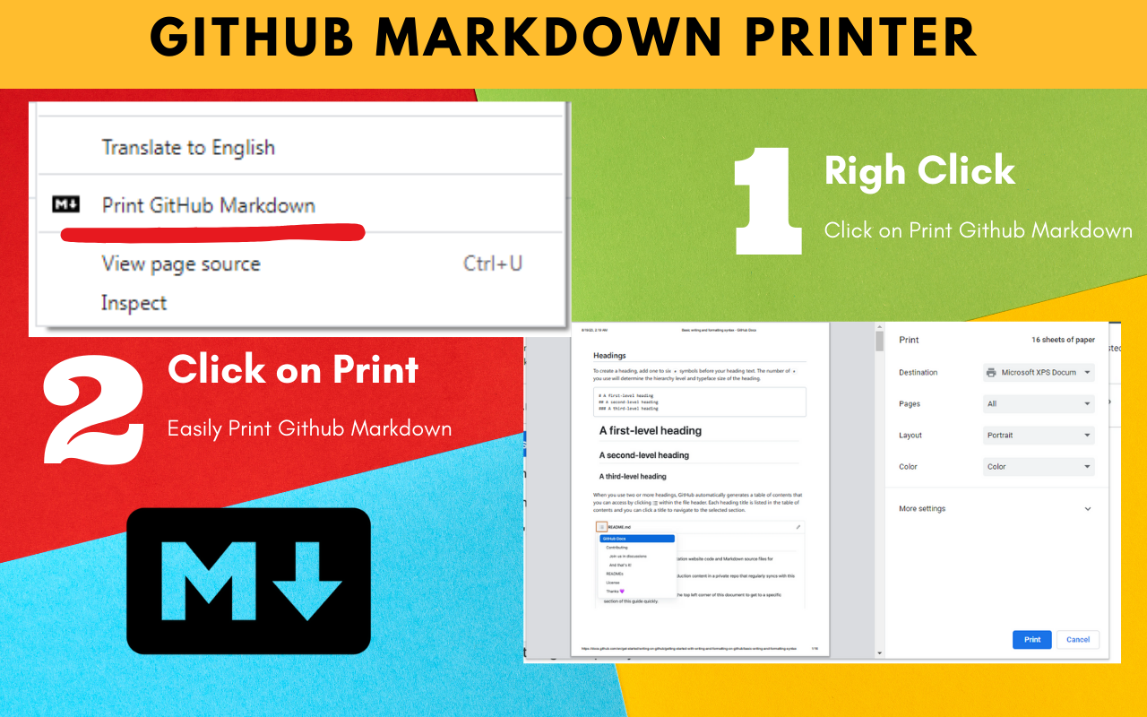 GitHub Markdown Printer