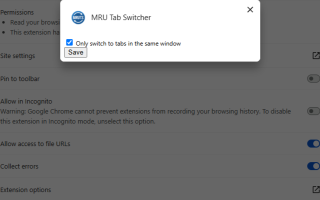 MRU Tab Switcher