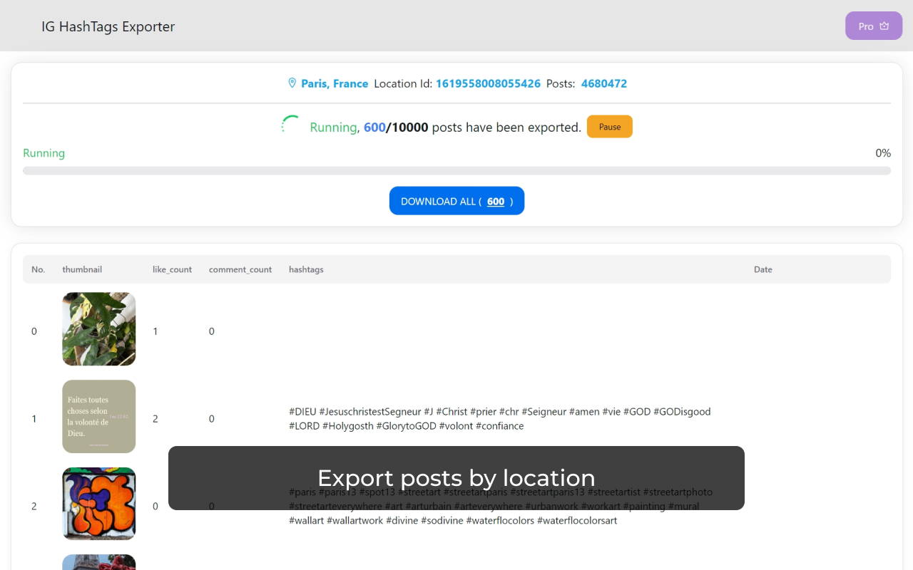 IG HashTag 导出工具