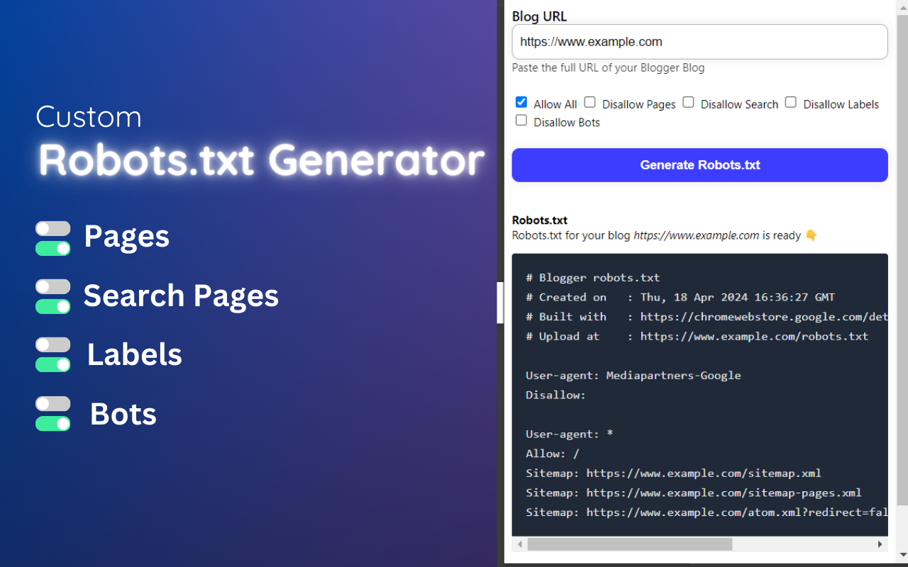 Free » Custom Robots txt Generator for Blogger