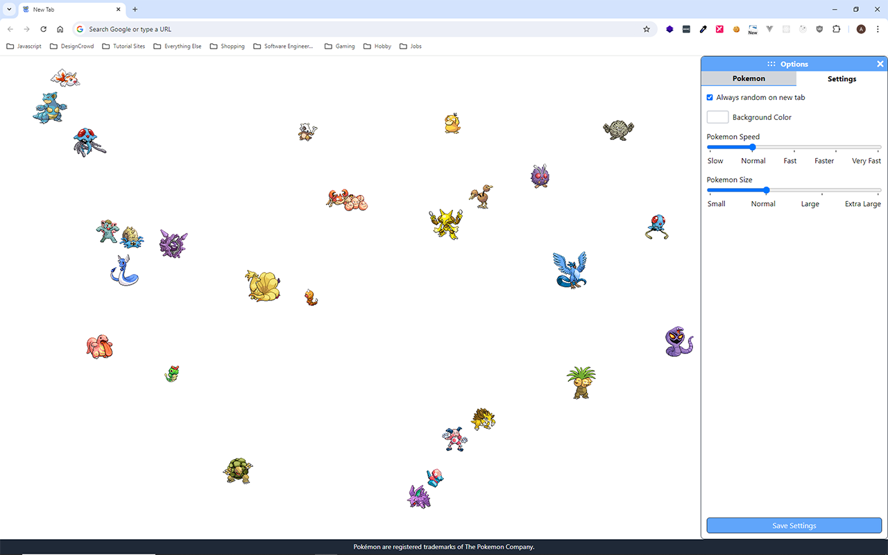 PokeTab - Pokemon in your New Tab