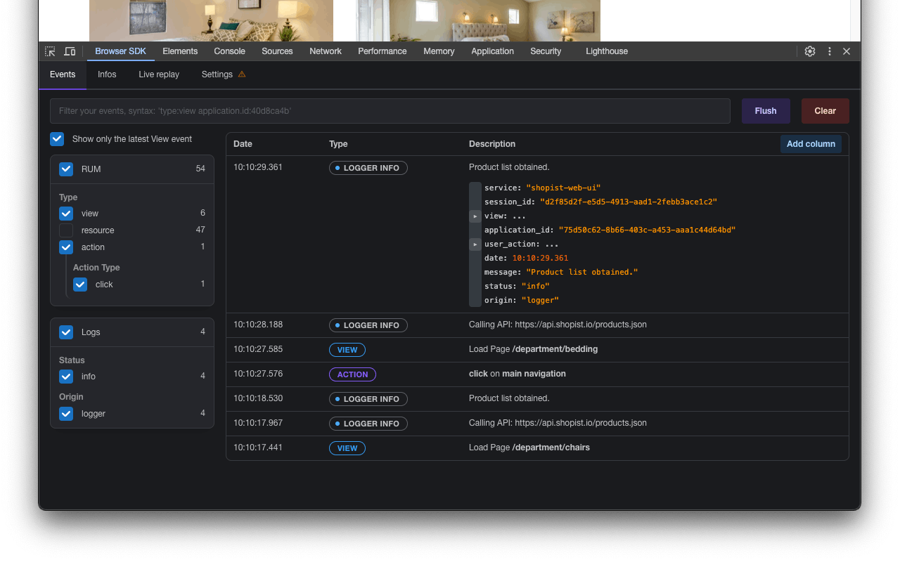 Datadog Browser SDK developer extension