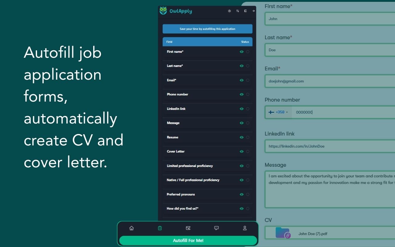 OwlApply - Autofill & Automate Your Job Applications