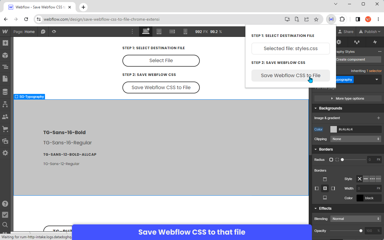 Save Webflow CSS to File