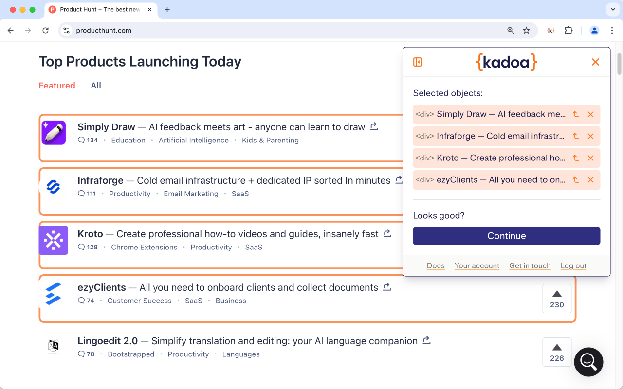 Kadoa - AI Web Scraper