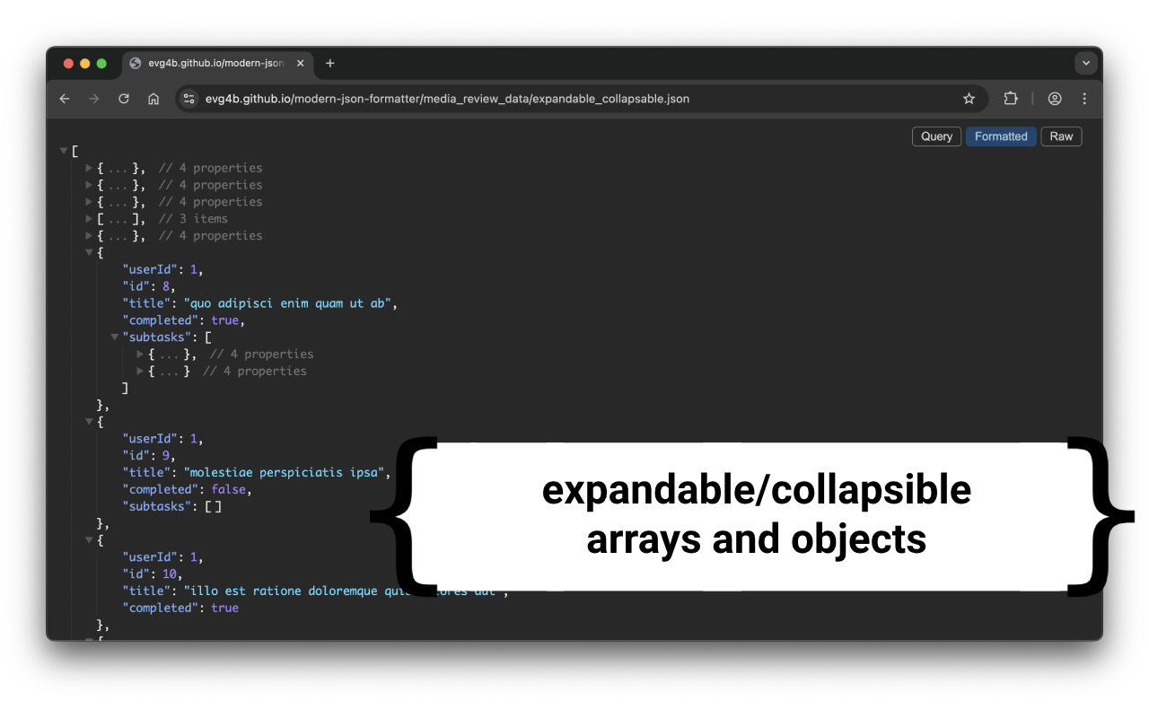 Modern JSON Formatter