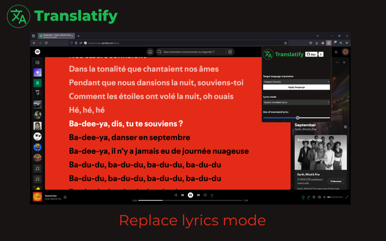 Spotify Lyrics Translator - Translatify