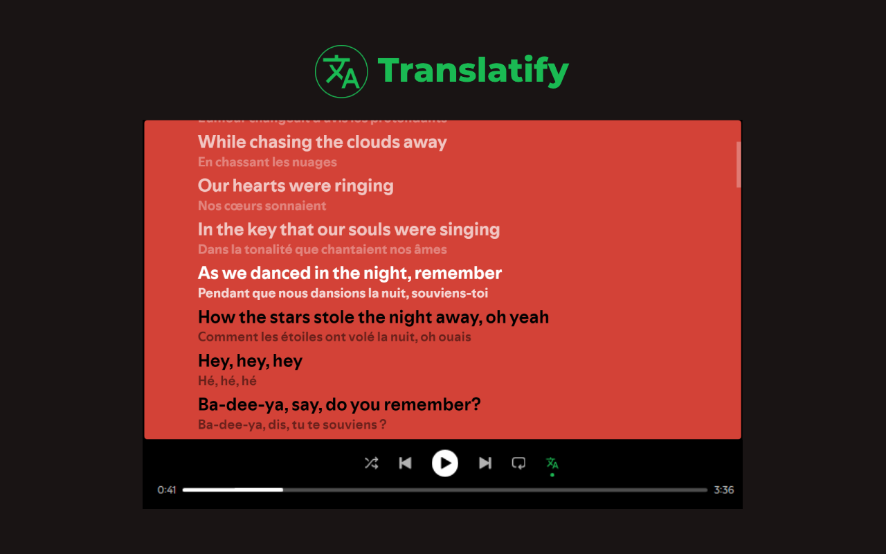 Spotify Lyrics Translator - Translatify