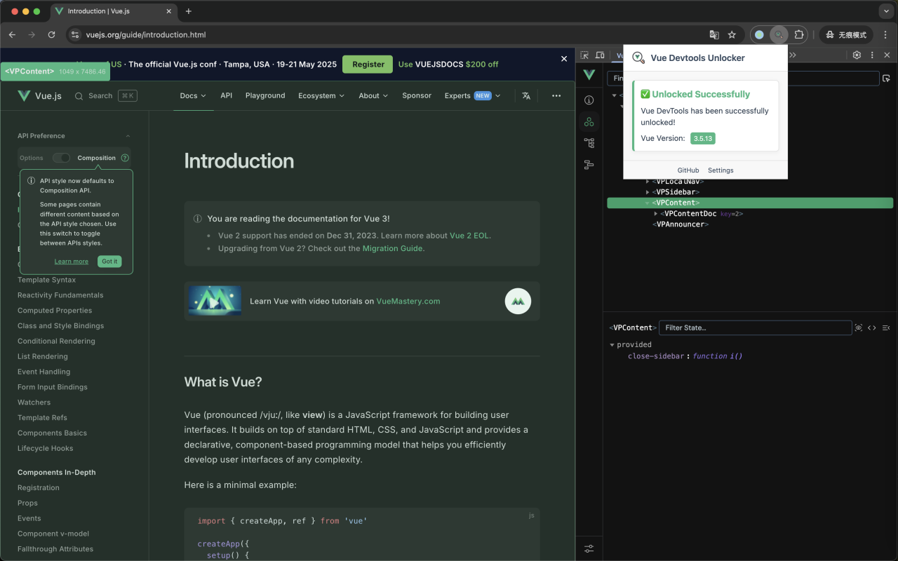 Vue Devtools Unlocker