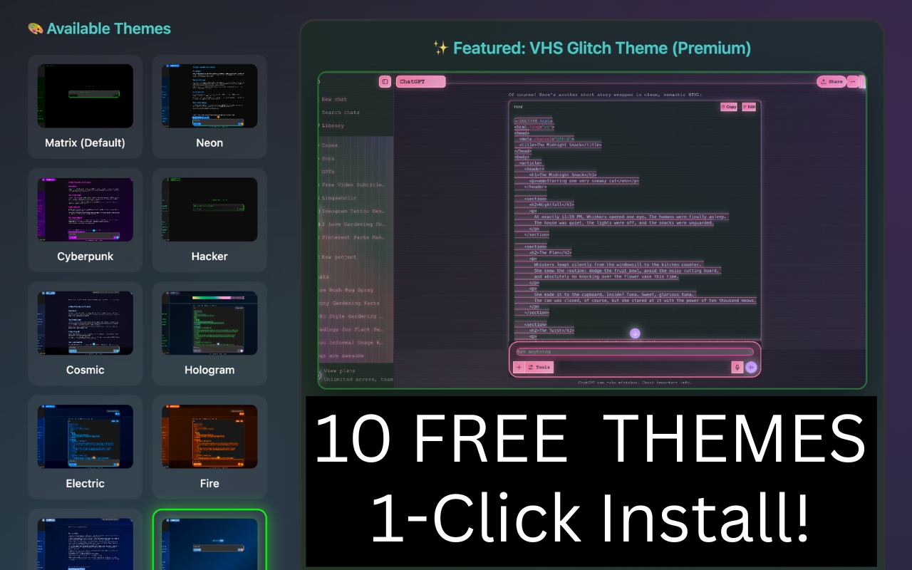 Custom Themes for ChatGPT - Skins, Dark Mode & UI Styles