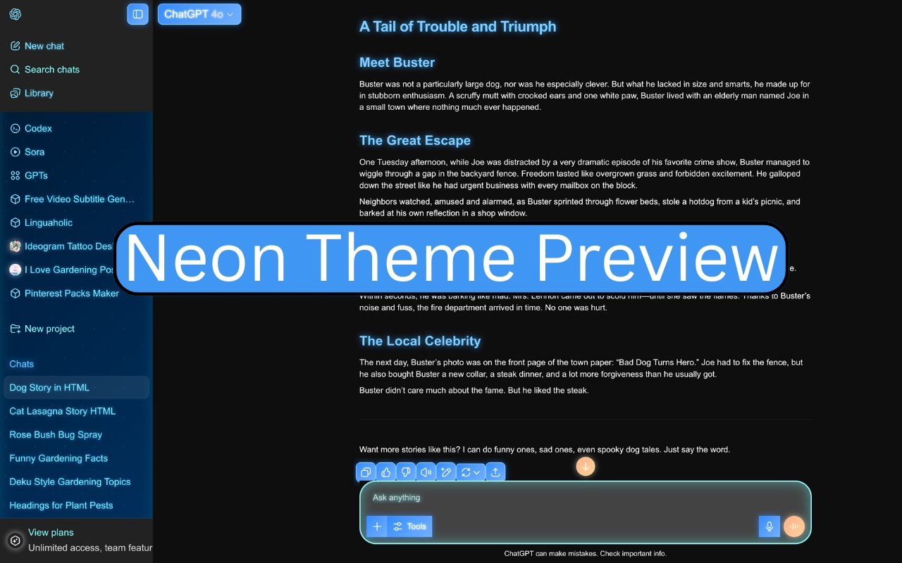 Custom Themes for ChatGPT - Skins, Dark Mode & UI Styles