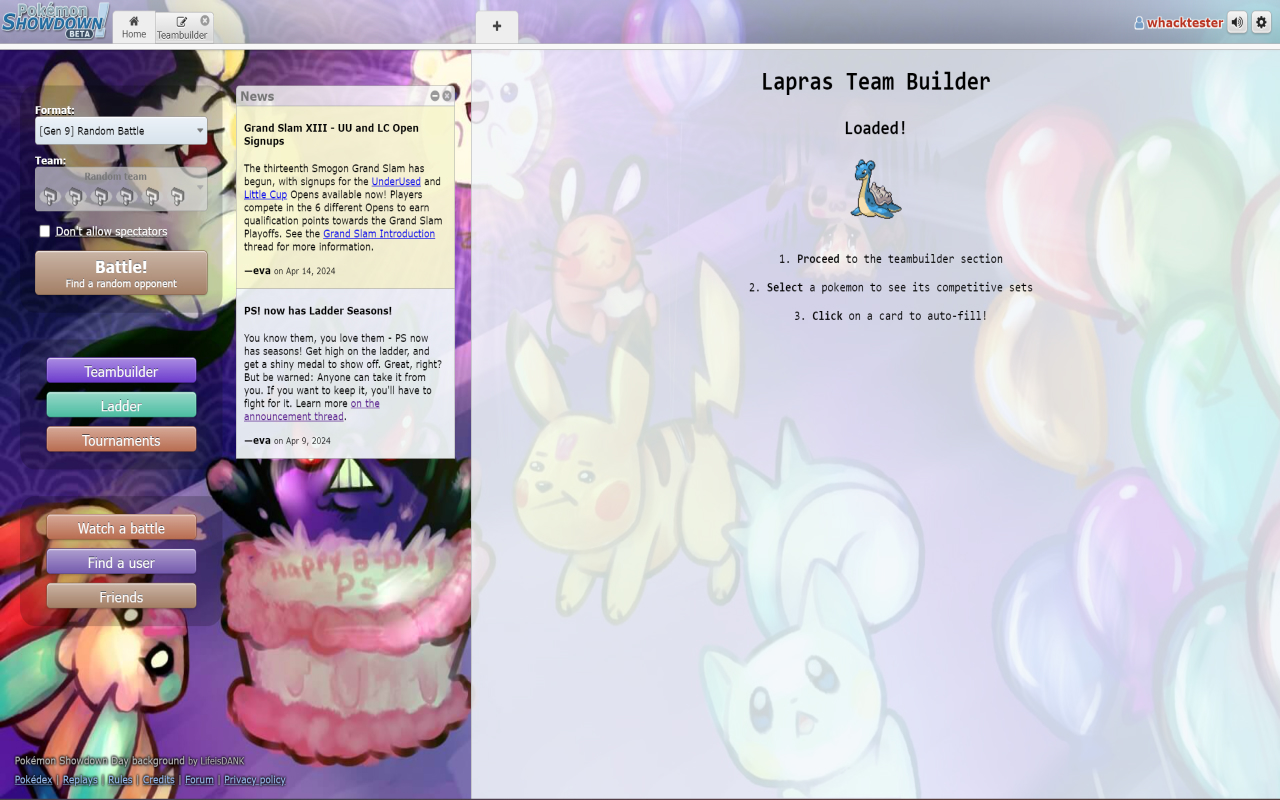 Pokemon Showdown Lapras Teambuilder
