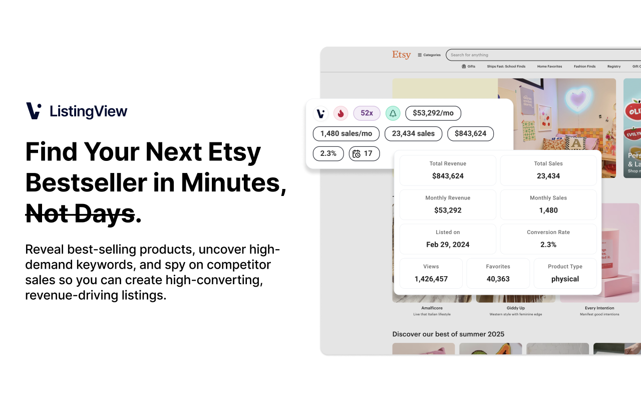 ListingView - Find Etsy’s Best Selling Products