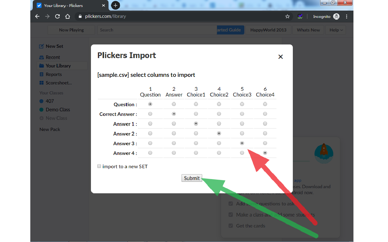 Plickers CSV import
