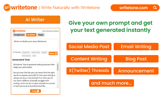 Writetone: AI Writing Assistant & Grammar Fix