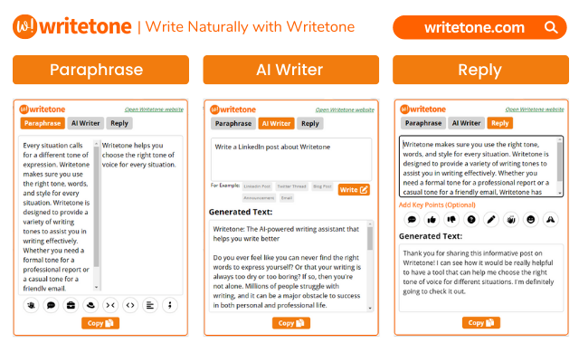 Writetone: AI Writing Assistant & Grammar Fix