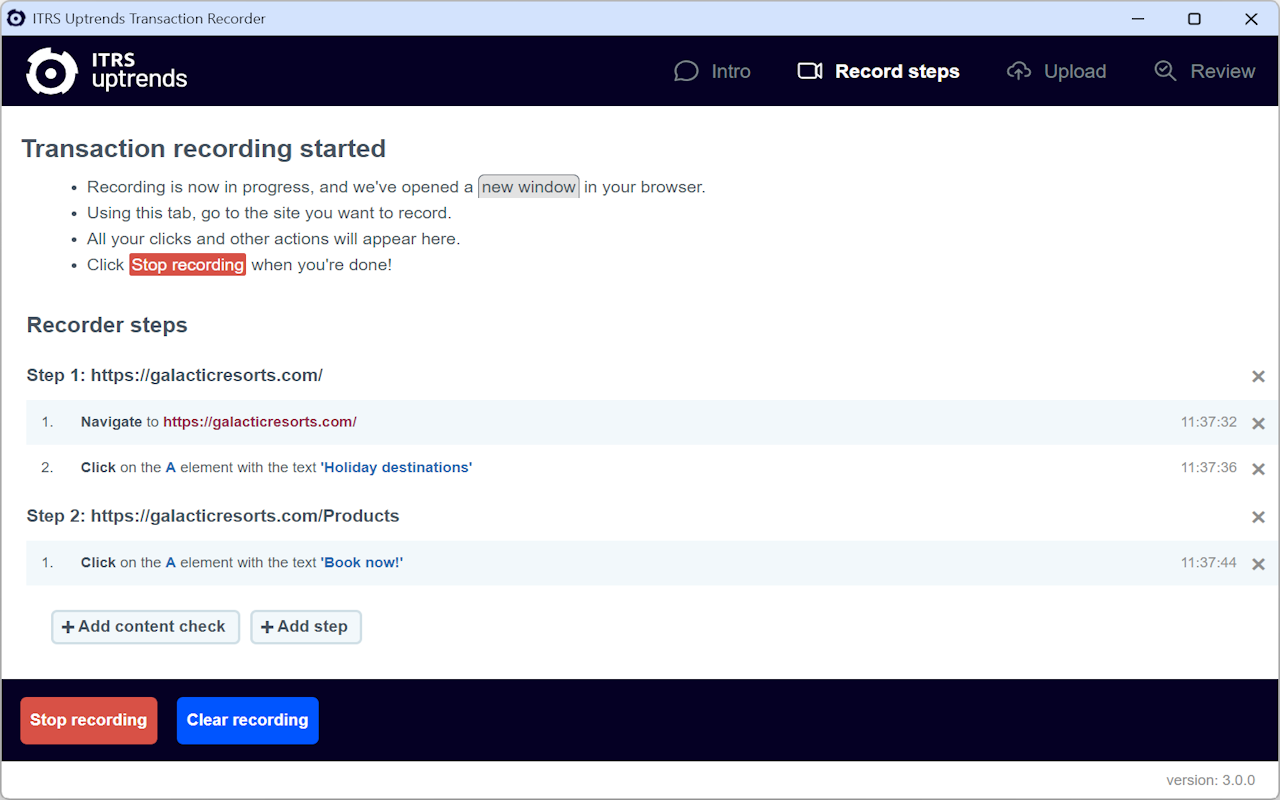ITRS Uptrends Transaction Recorder