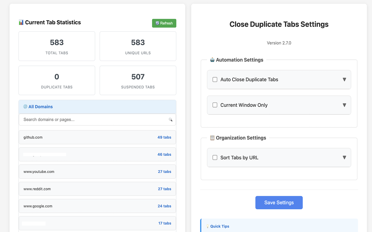 关闭重复标签页