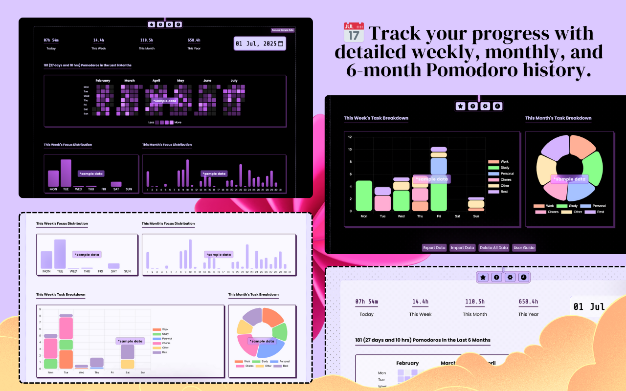 Purrfect Pomodoro Timer: Productivity, Time Management & Daily Journal