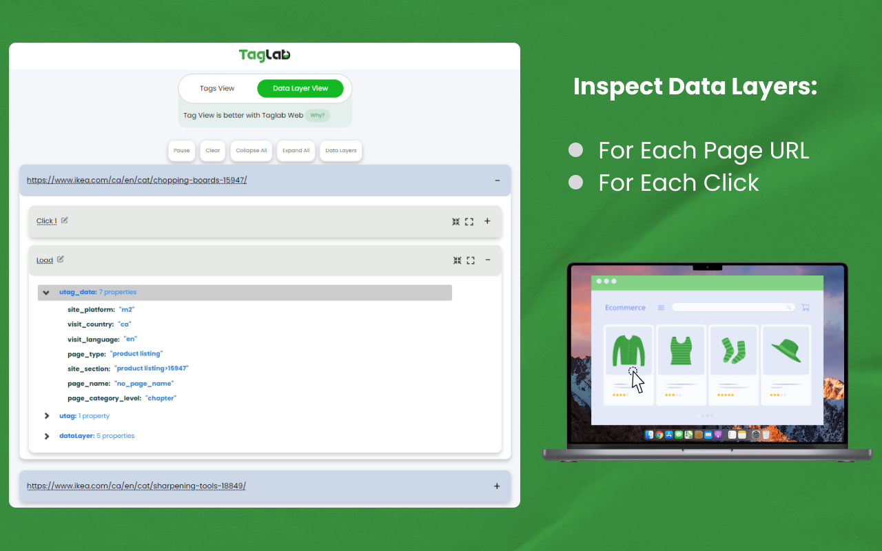 TAGLAB - Analytics & Datalayer Console Viewer