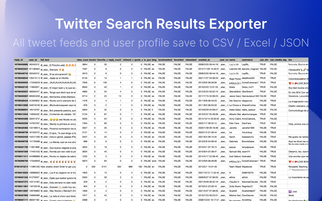 TwSearch - X/Twitter Search Result Export