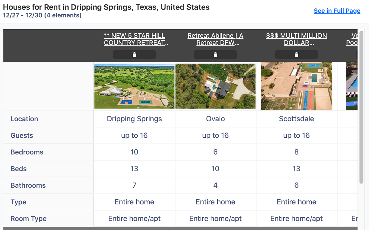 Compare Airbnb side-to-side