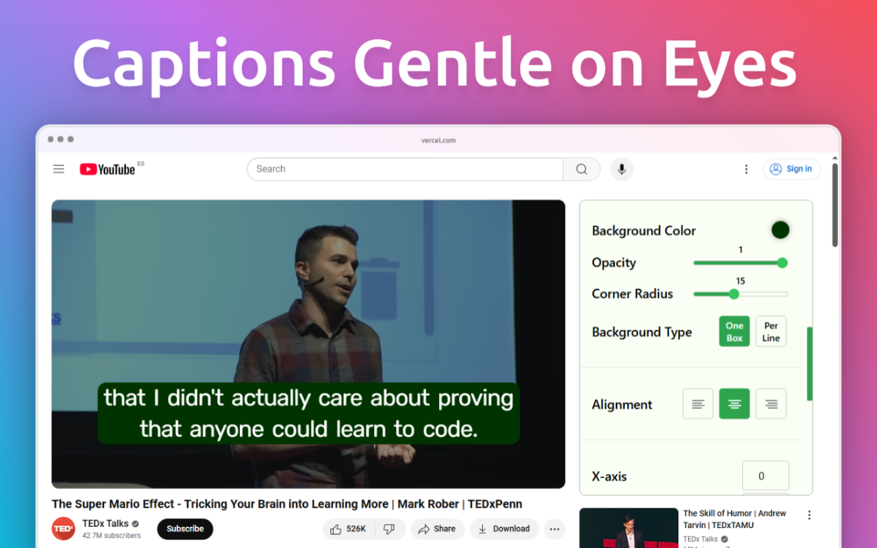 YouCaption: 自定义 YouTube 字幕字体和样式
