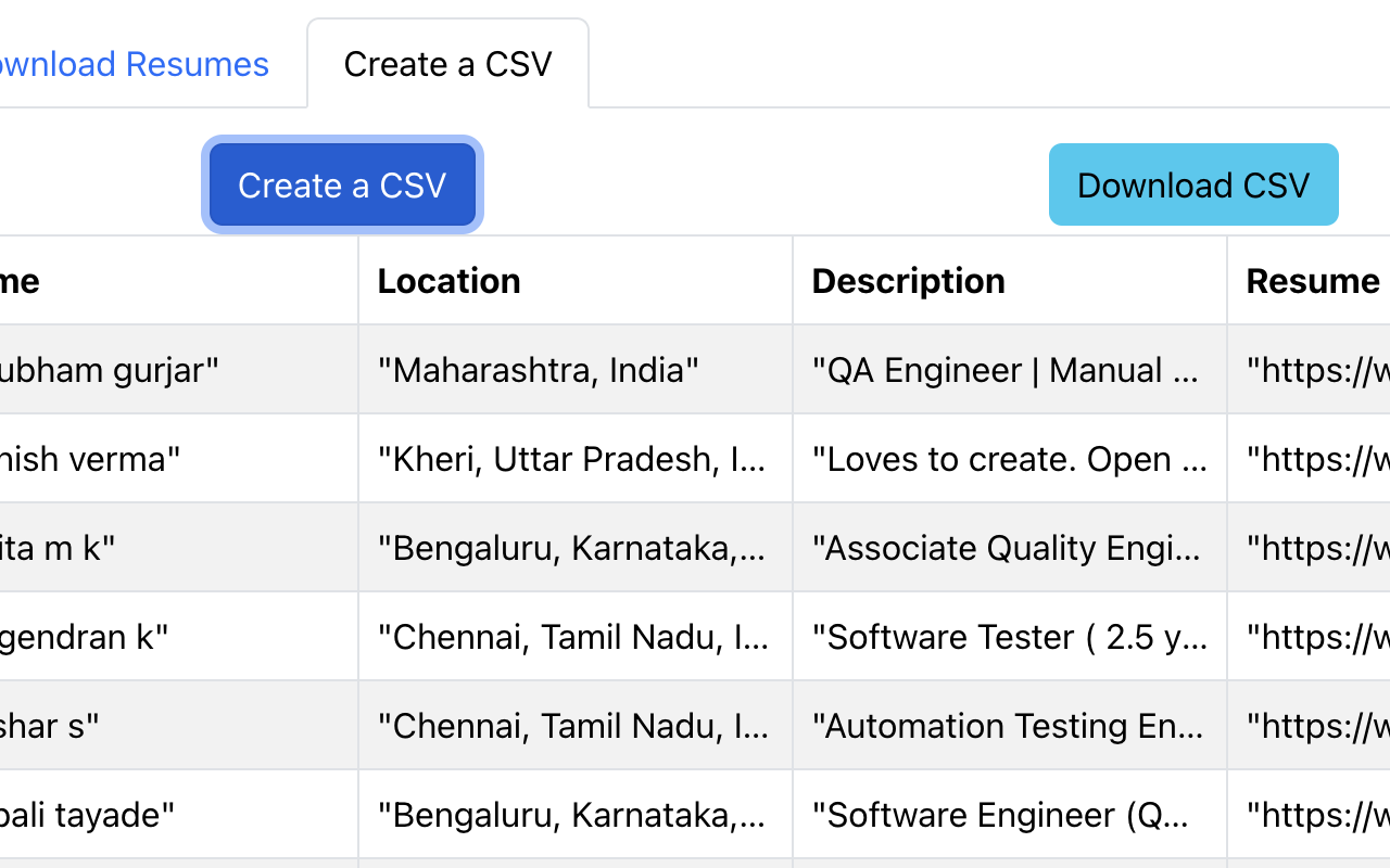 Resume Exporter for Recruiters