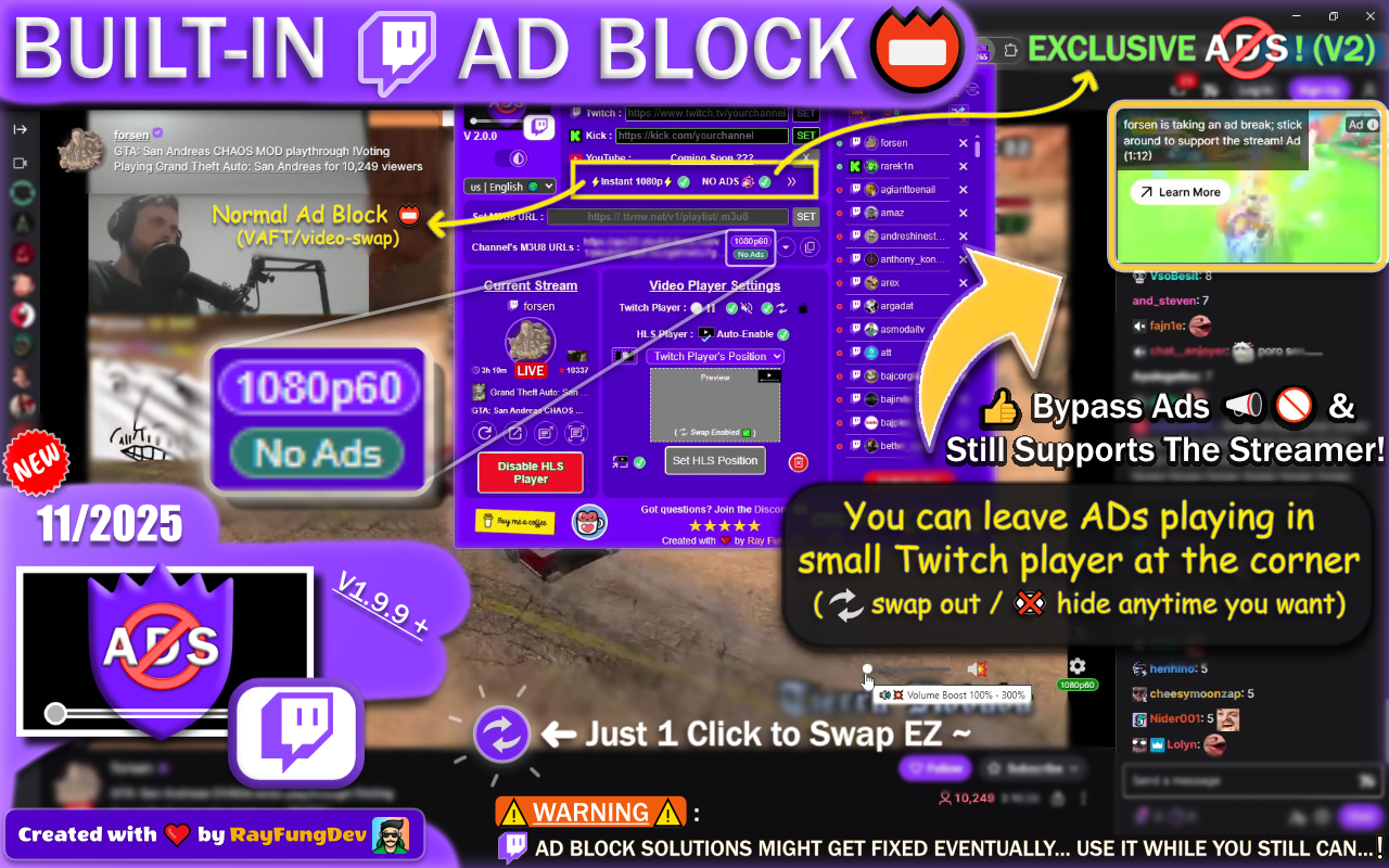 Twitch HLS 播放器 (无广告)